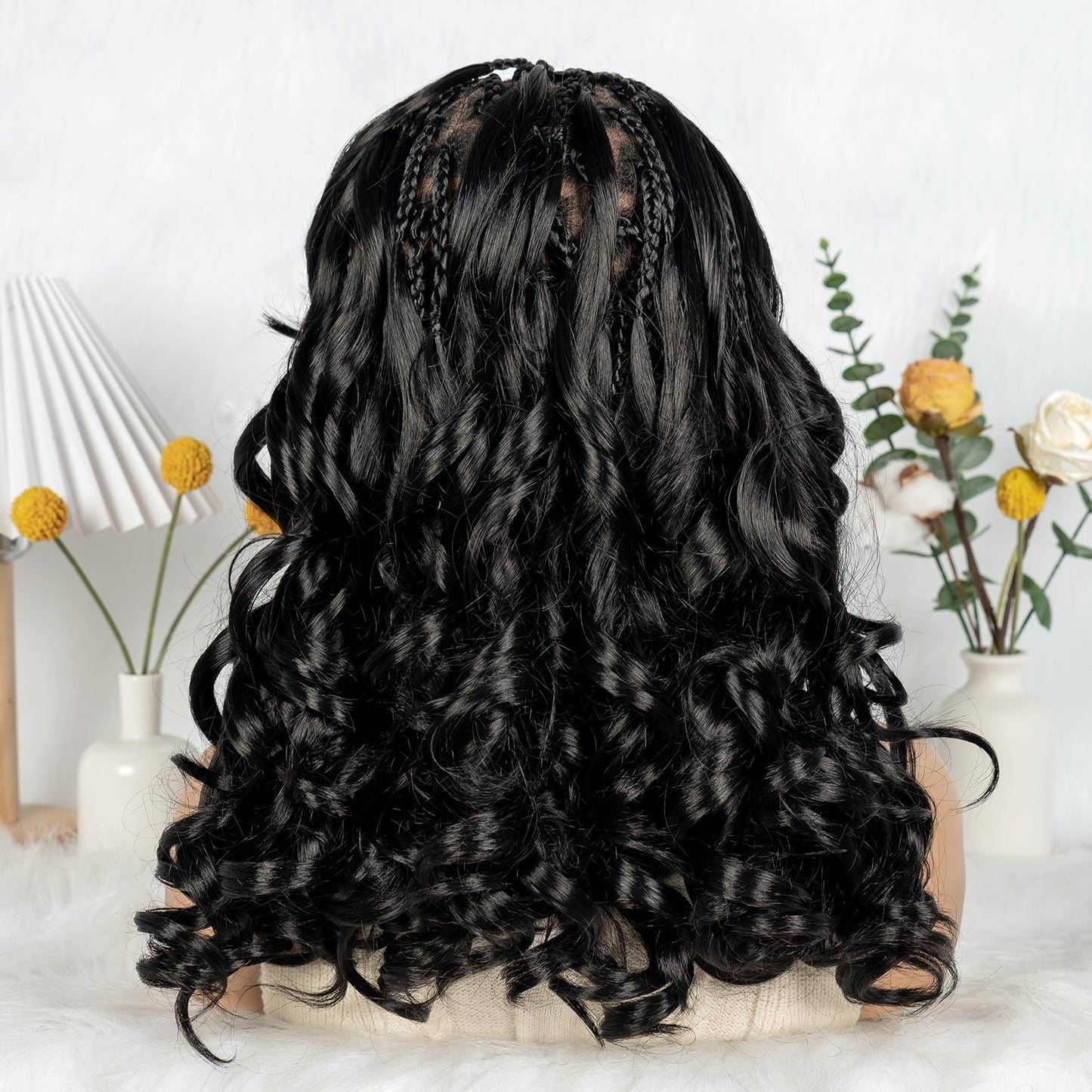 S SEDITTYHAIR Full Lace Wig Bashion Boho Curls Hairline Transition Braided Wigs 18 inch holiday