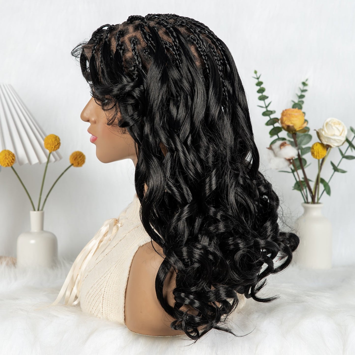 S SEDITTYHAIR Full Lace Wig Bashion Boho Curls Hairline Transition Braided Wigs 18 inch holiday