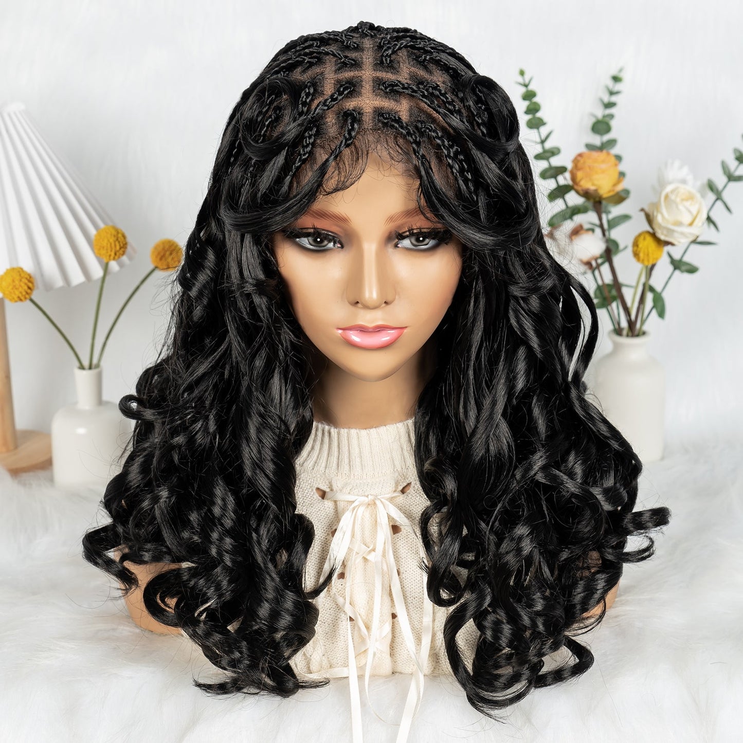 S SEDITTYHAIR Full Lace Wig Bashion Boho Curls Hairline Transition Braided Wigs 18 inch holiday