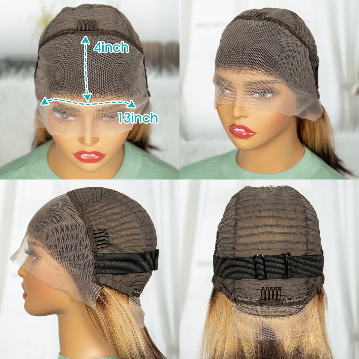 S SEDITTYHAIR Double Drawn Human Hair Wig 13*4 Lace Ombre Brown Bob Straight 200% Density