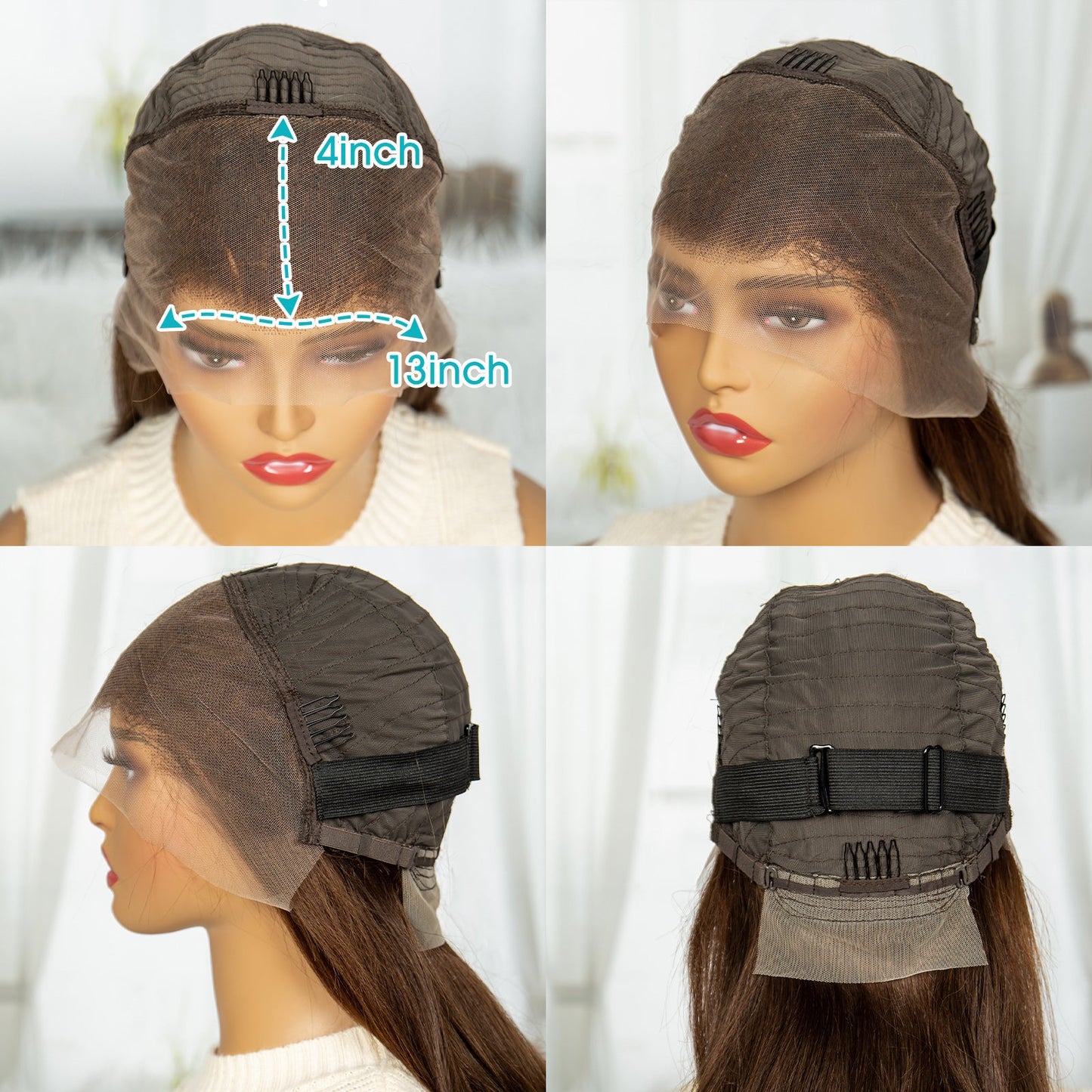 S SEDITTYHAIR 16" Human Hair Wig 13*4 Lace Front Bob Straight 200% Density