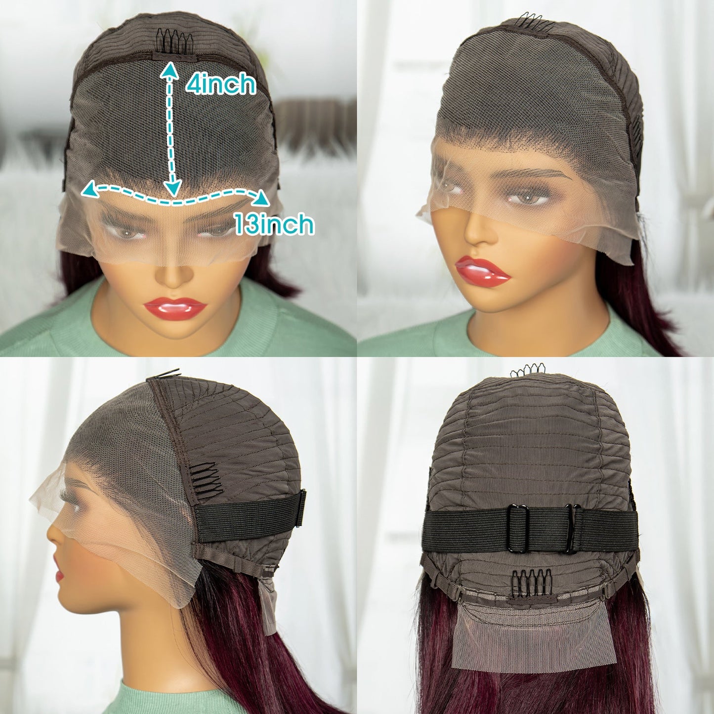 S SEDITTYHAIR Ombre 99j Bob Straight Human Hair Wig Double Drawn Hair 200% Density