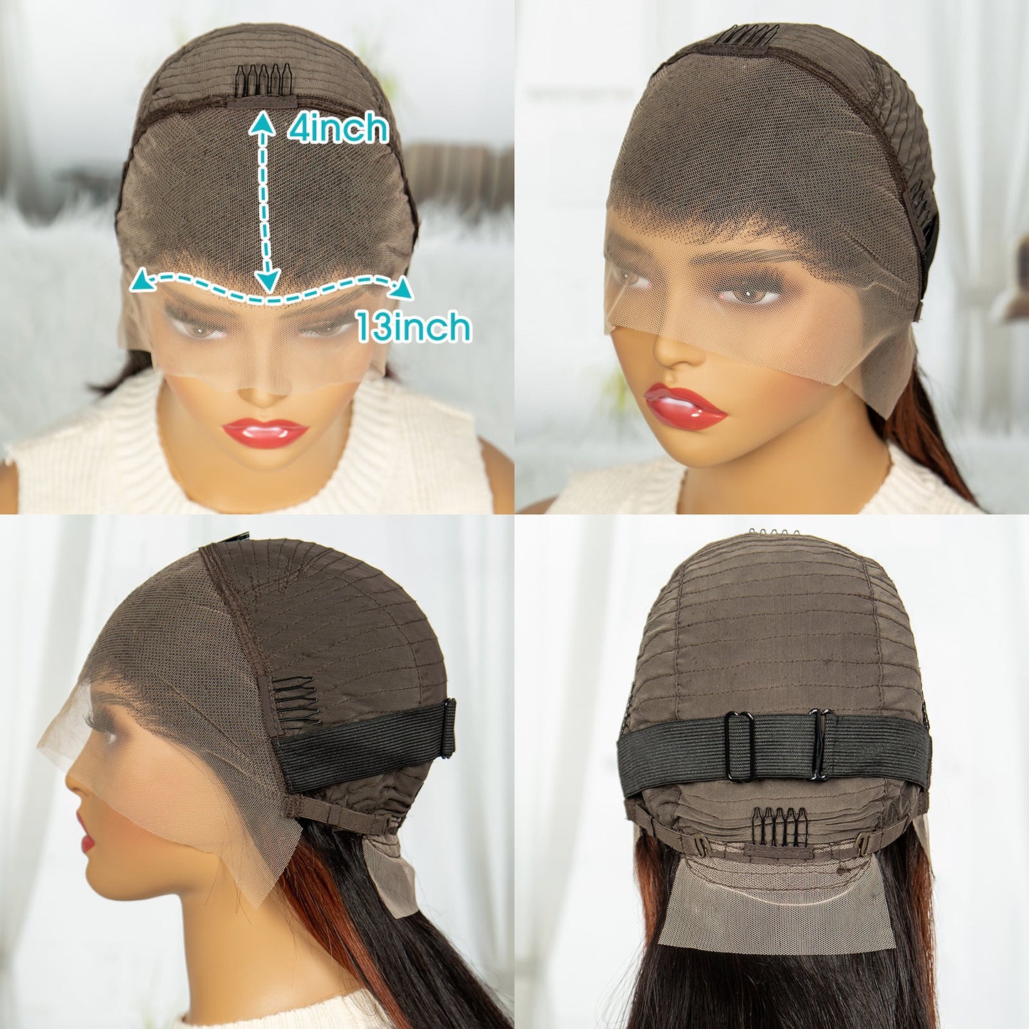 S SEDITTYHAIR Human Hair Wig 13*4 Lace Front Highlight Brown Bob Straight 200% Density