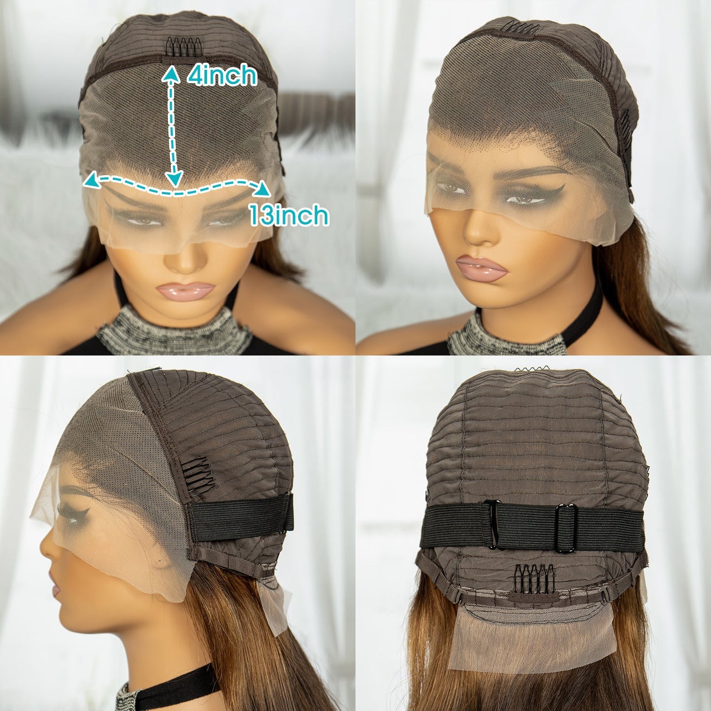 S SEDITTYHAIR Human Hair Wig 13*4 Lace Front Ombre Brown Bob Straight 200% Density