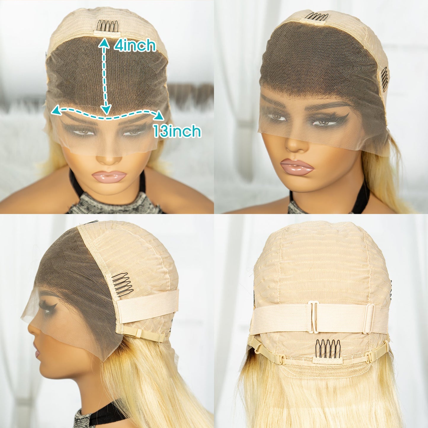 S SEDITTYHAIR Human Hair Wig Double Drawn Ombre Blonde 200% Density