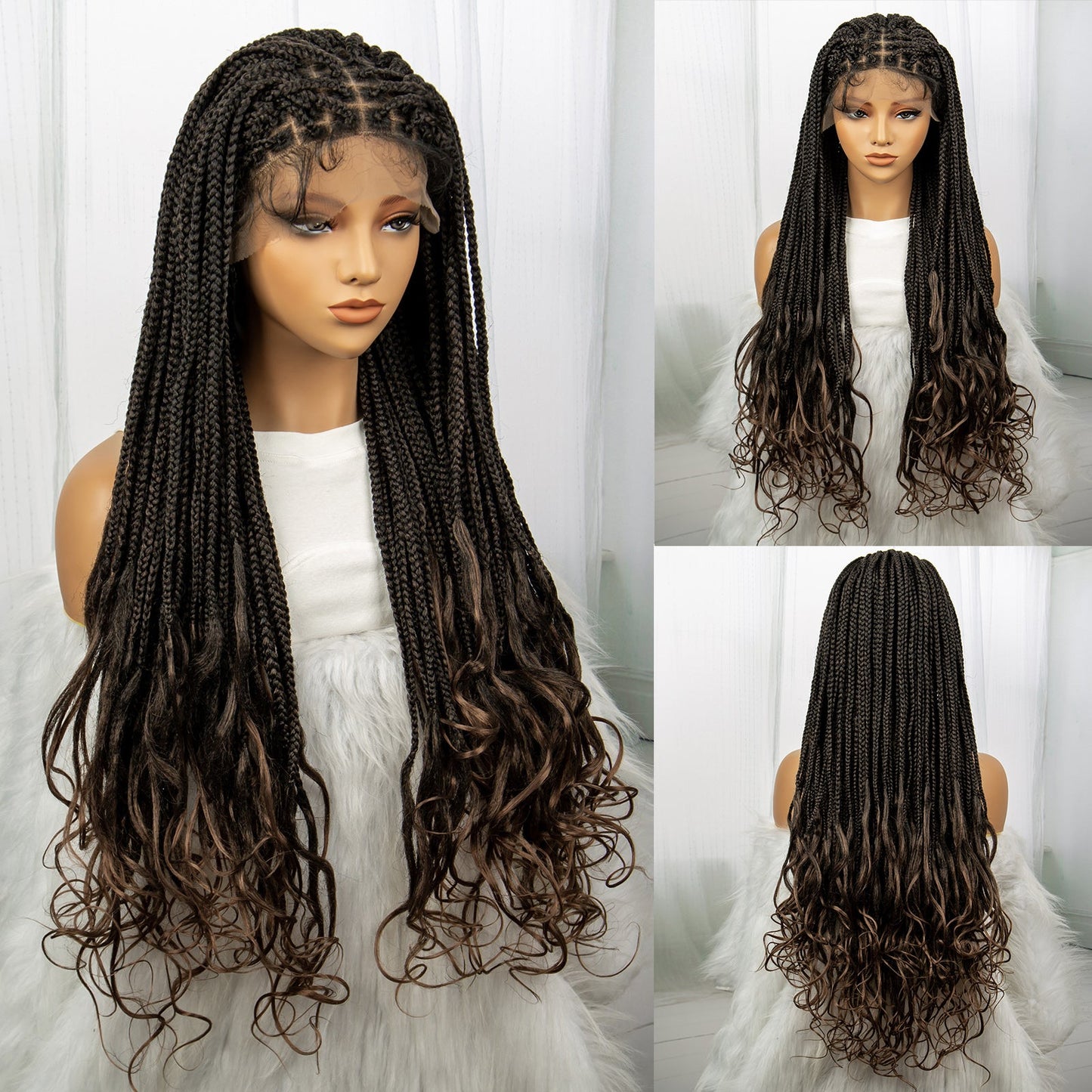 S SEDITTYHAIR Lace Front Box Braided Wig 9x6 Lace Knotless Synthetic Braids Hair Wig Wate Wave