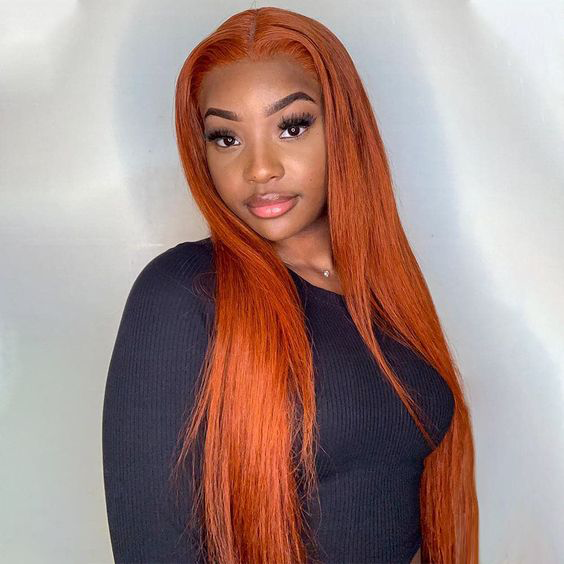 S SEDITTYHAIR 13x4 Lace HD Ginger Orange Straight Human Hair Wig 200% Density