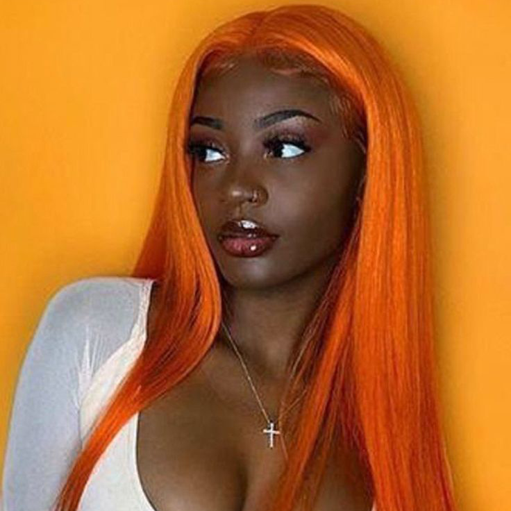 S SEDITTYHAIR 13x4 Lace HD Ginger Orange Straight Human Hair Wig 200% Density