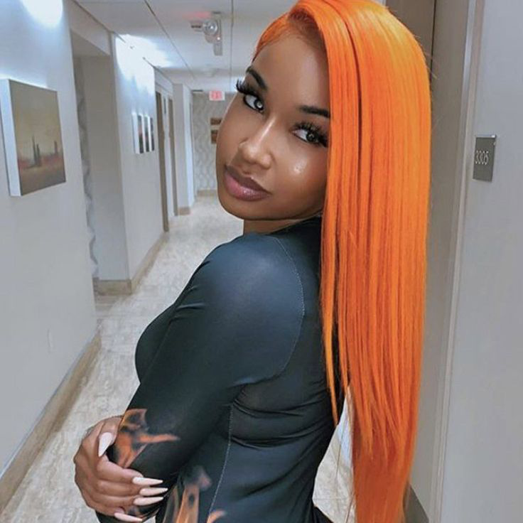 S SEDITTYHAIR 13x4 Lace HD Ginger Orange Straight Human Hair Wig 200% Density