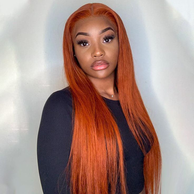 S SEDITTYHAIR 13x4 Lace HD Ginger Orange Straight Human Hair Wig 200% Density