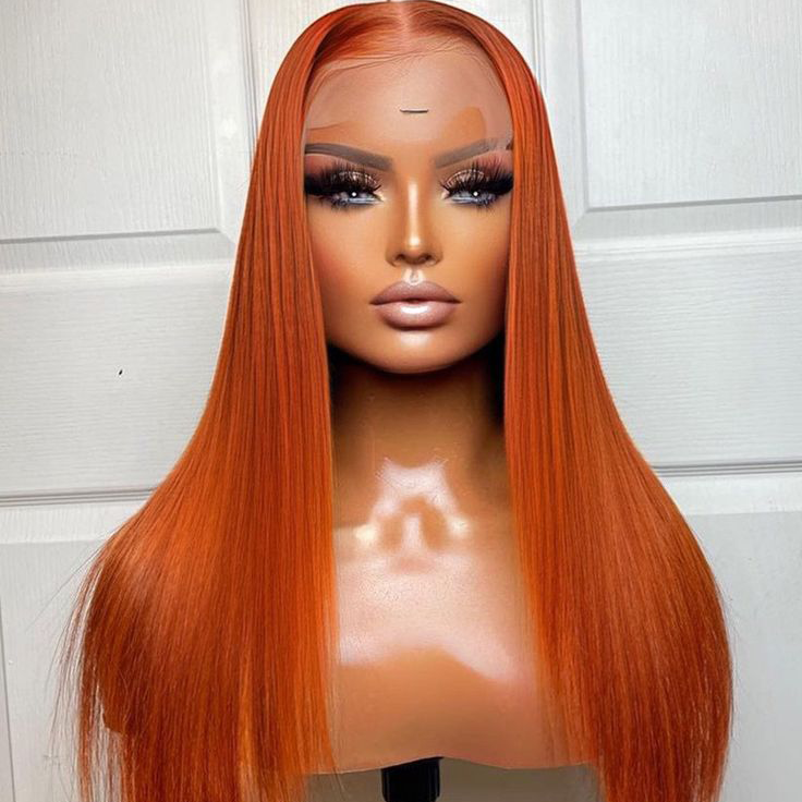 S SEDITTYHAIR 13x4 Lace HD Ginger Orange Straight Human Hair Wig 200% Density