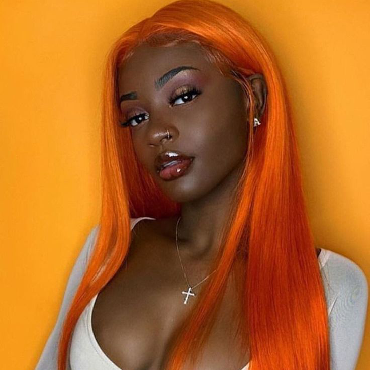 S SEDITTYHAIR 13x4 Lace HD Ginger Orange Straight Human Hair Wig 200% Density