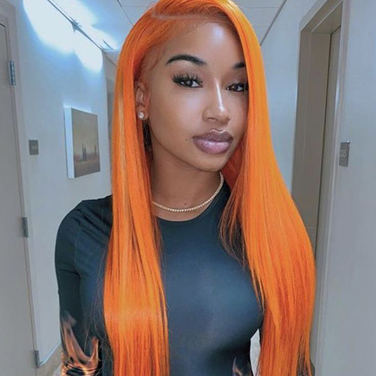 S SEDITTYHAIR 13x4 Lace HD Ginger Orange Straight Human Hair Wig 200% Density