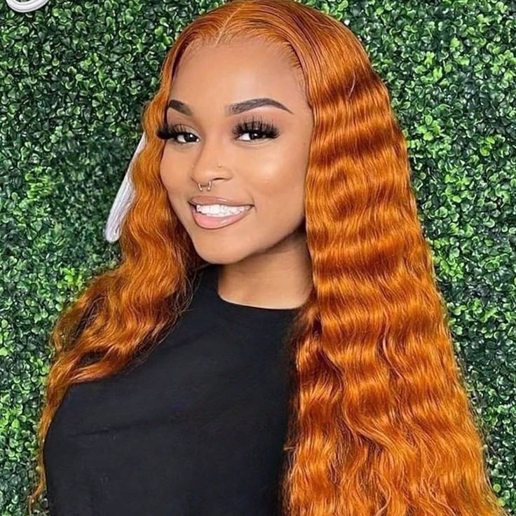 S SEDITTYHAIR 13x4 200% Density Lace Deep wave Orange 100% Human Hair Wig