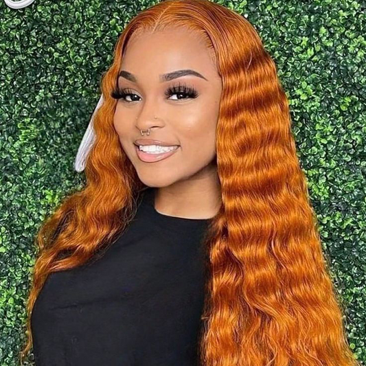 S SEDITTYHAIR 13x4 200% Density Lace Deep wave Orange 100% Human Hair Wig