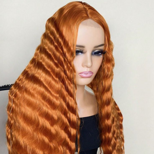 S SEDITTYHAIR 13x4 200% Density Lace Deep wave Orange 100% Human Hair Wig