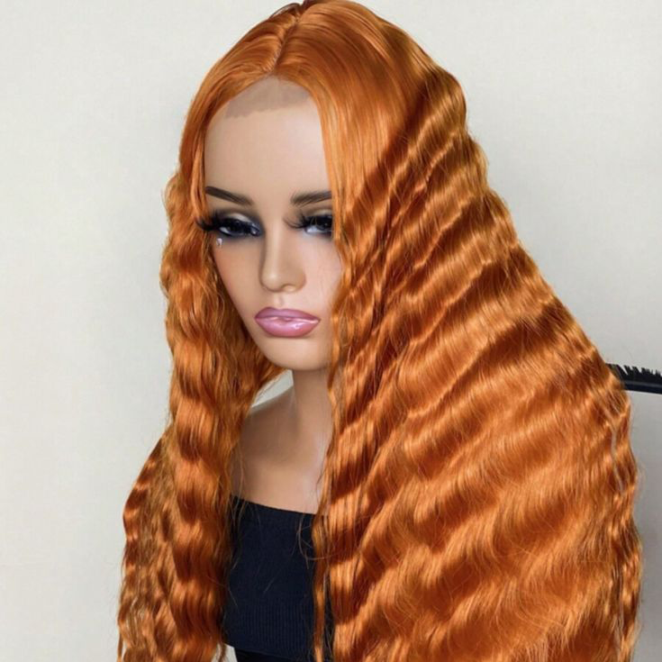 S SEDITTYHAIR 13x4 200% Density Lace Deep wave Orange 100% Human Hair Wig