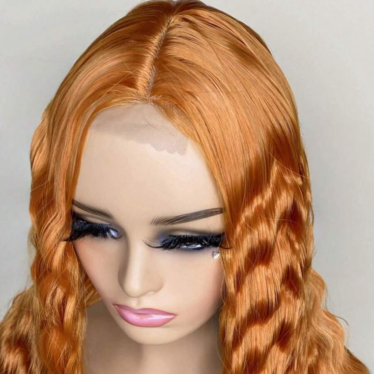 S SEDITTYHAIR 13x4 200% Density Lace Deep wave Orange 100% Human Hair Wig