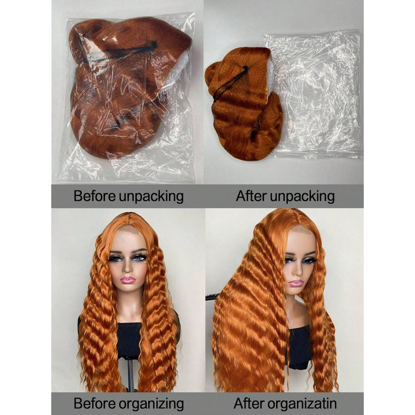 S SEDITTYHAIR 13x4 200% Density Lace Deep wave Orange 100% Human Hair Wig