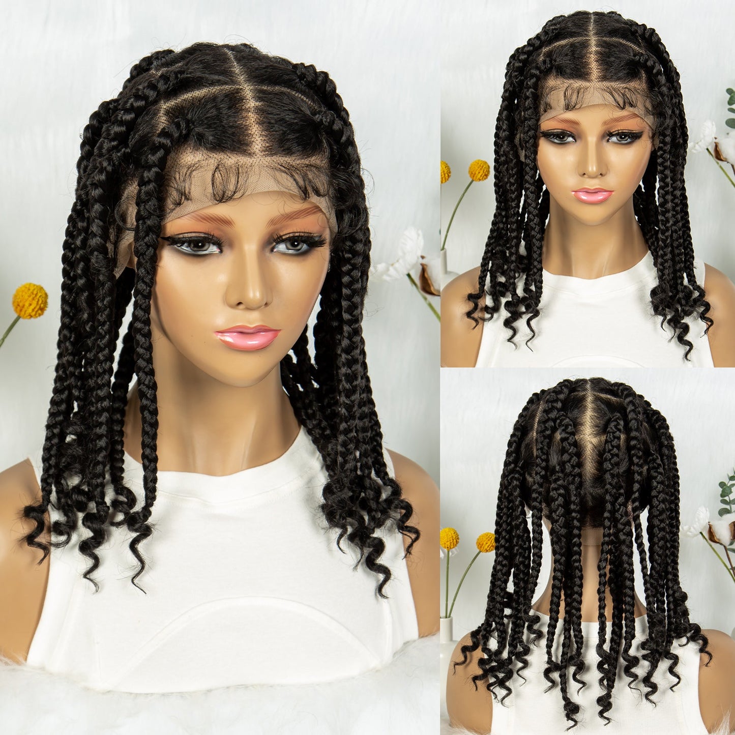 S SEDITTYHAIR Full Lace Knotless Box Braided Wig Synthetic Braids Hair Wig