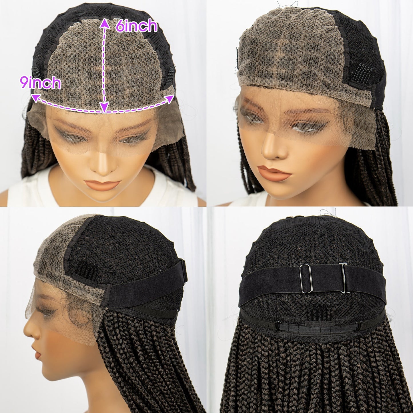 S SEDITTYHAIR Lace Front Box Braided Wig 9x6 Lace Knotless Synthetic Braids Hair Wig Wate Wave