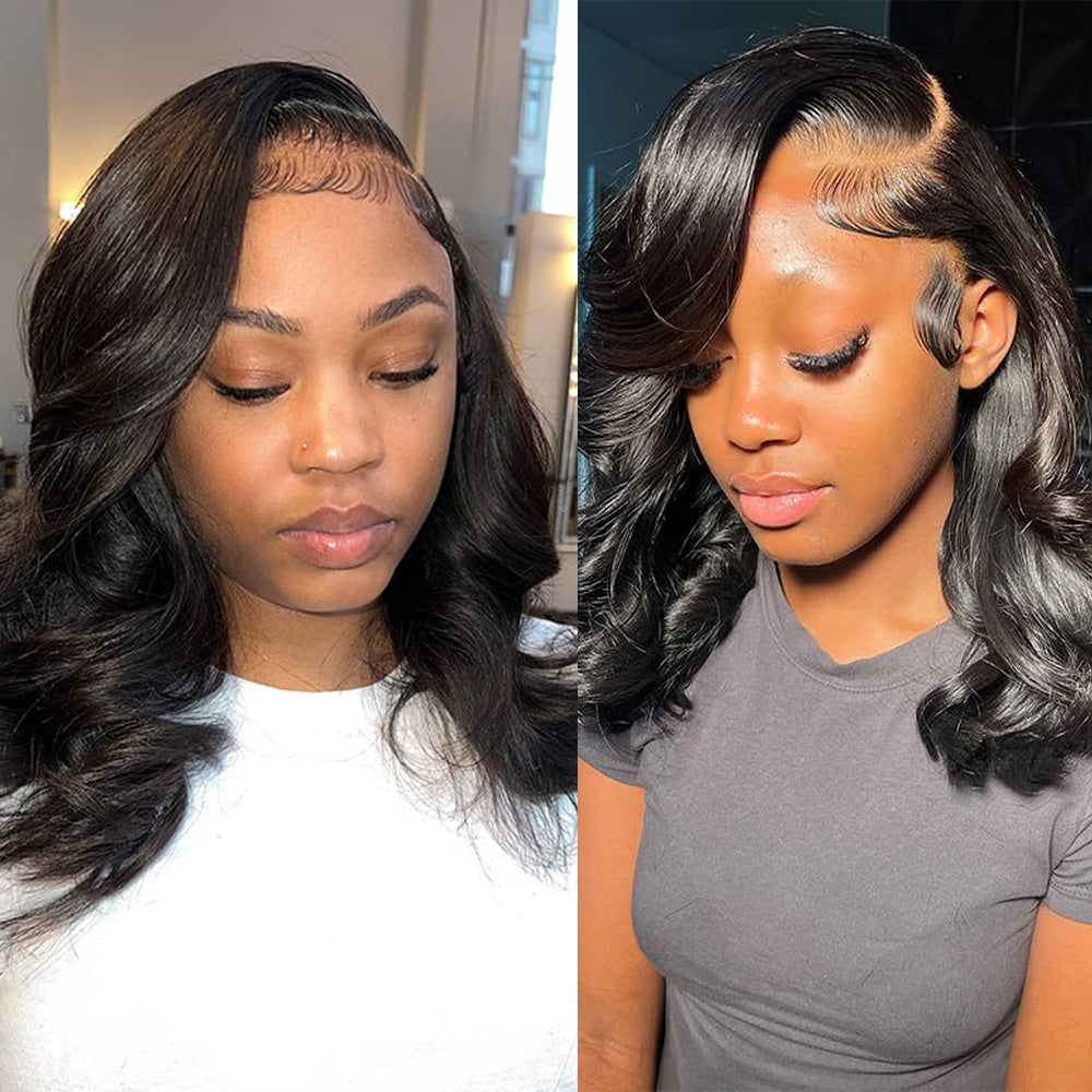 S SEDITTYHAIR Bouncy Curly Wave 13x4 Lace Front Human Hair Wig Bob Wig 200% Density