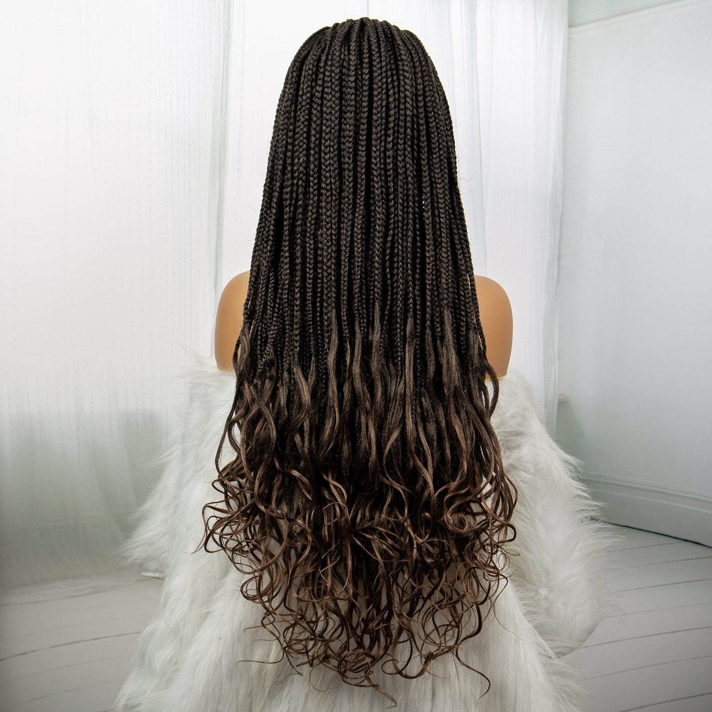 S SEDITTYHAIR Lace Front Box Braided Wig 9x6 Lace Knotless Synthetic Braids Hair Wig Wate Wave