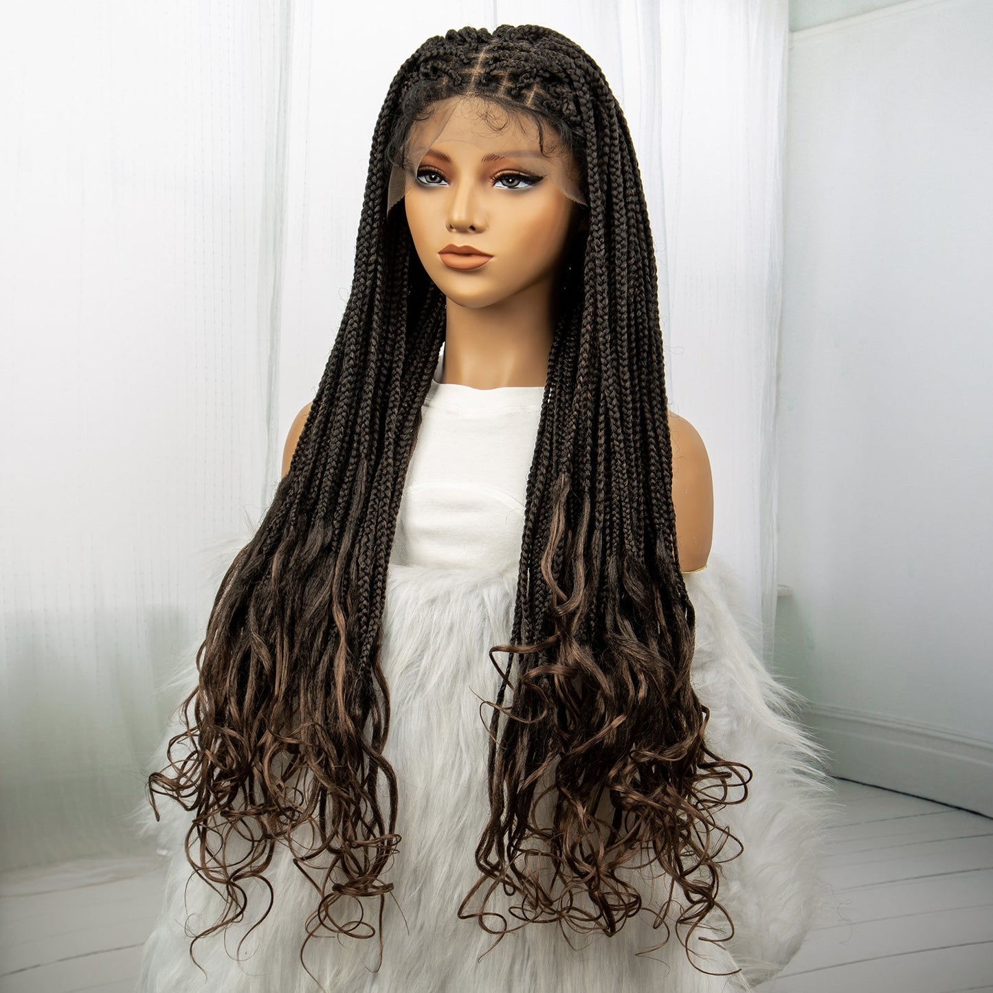 S SEDITTYHAIR Lace Front Box Braided Wig 9x6 Lace Knotless Synthetic Braids Hair Wig Wate Wave