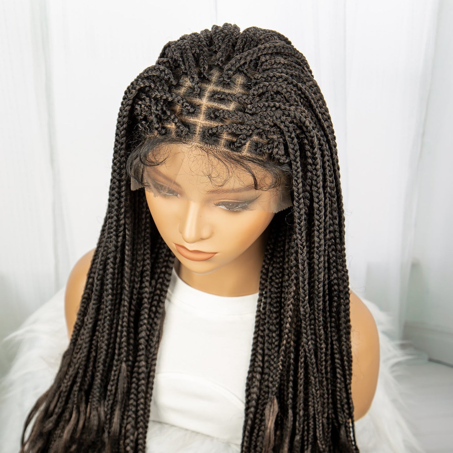 S SEDITTYHAIR Lace Front Box Braided Wig 9x6 Lace Knotless Synthetic Braids Hair Wig Wate Wave