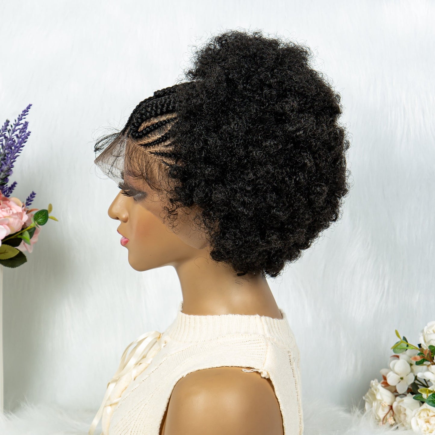 S SEDITTYHAIR Synthetic Lace Front Wig Braids Afro Hair Wig for Black Women 10 inches 13x6