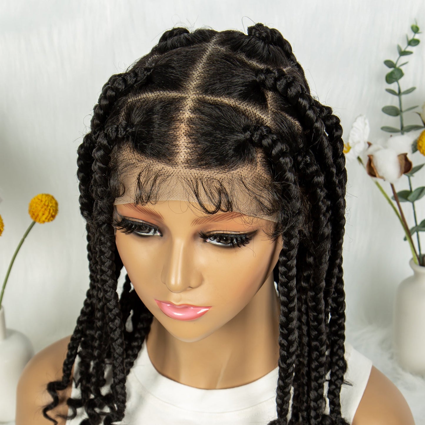 S SEDITTYHAIR Full Lace Knotless Box Braided Wig Synthetic Braids Hair Wig