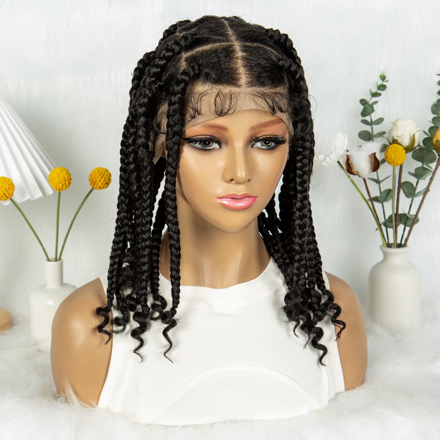 S SEDITTYHAIR Full Lace Knotless Box Braided Wig Synthetic Braids Hair Wig