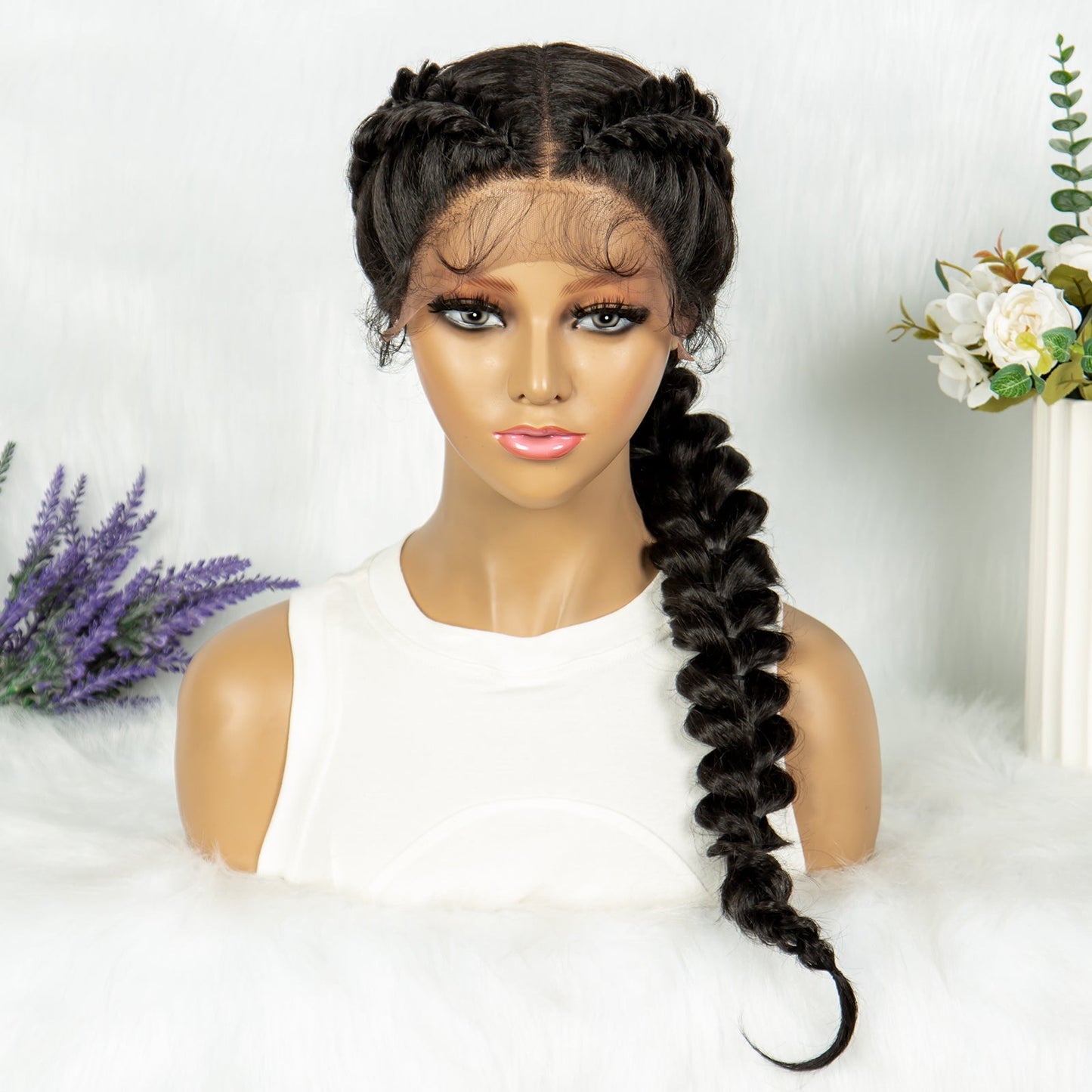 S SEDITTYHAIR Synthetic Braided Wig Lace Front Wig 24"