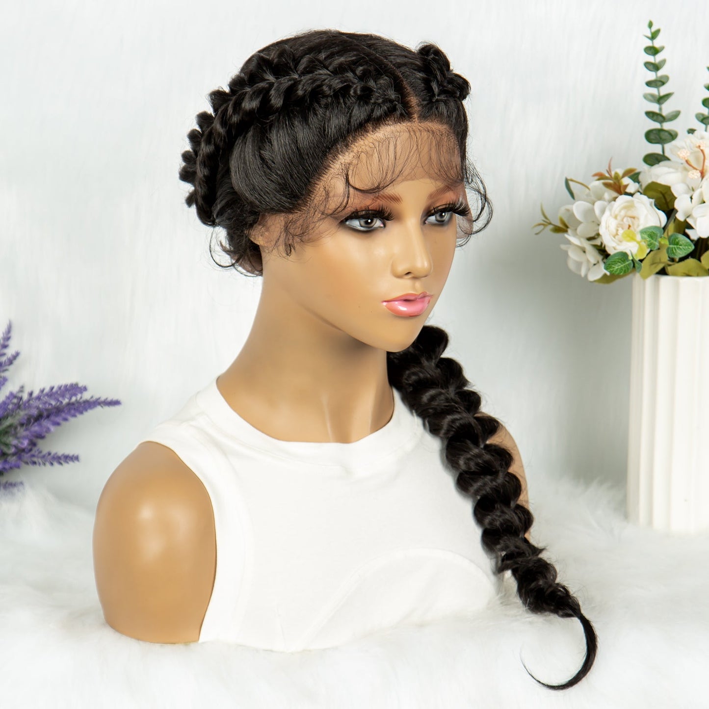 S SEDITTYHAIR Synthetic Braided Wig Lace Front Wig 24"