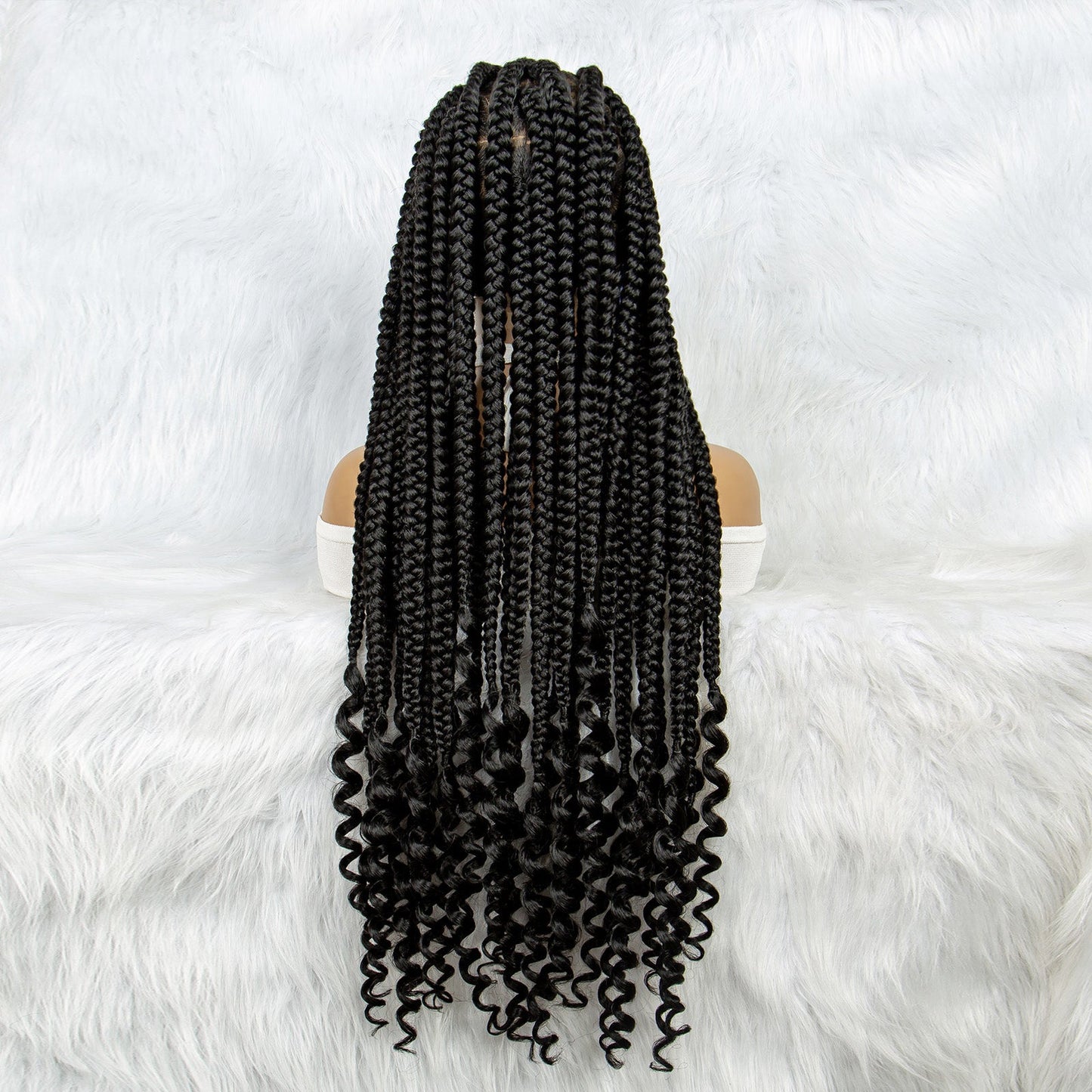 S SEDITTYHAIR Synthetic Full Lace Box Braided Wig Knotless Synthetic Braids Hair Wig 34 inches