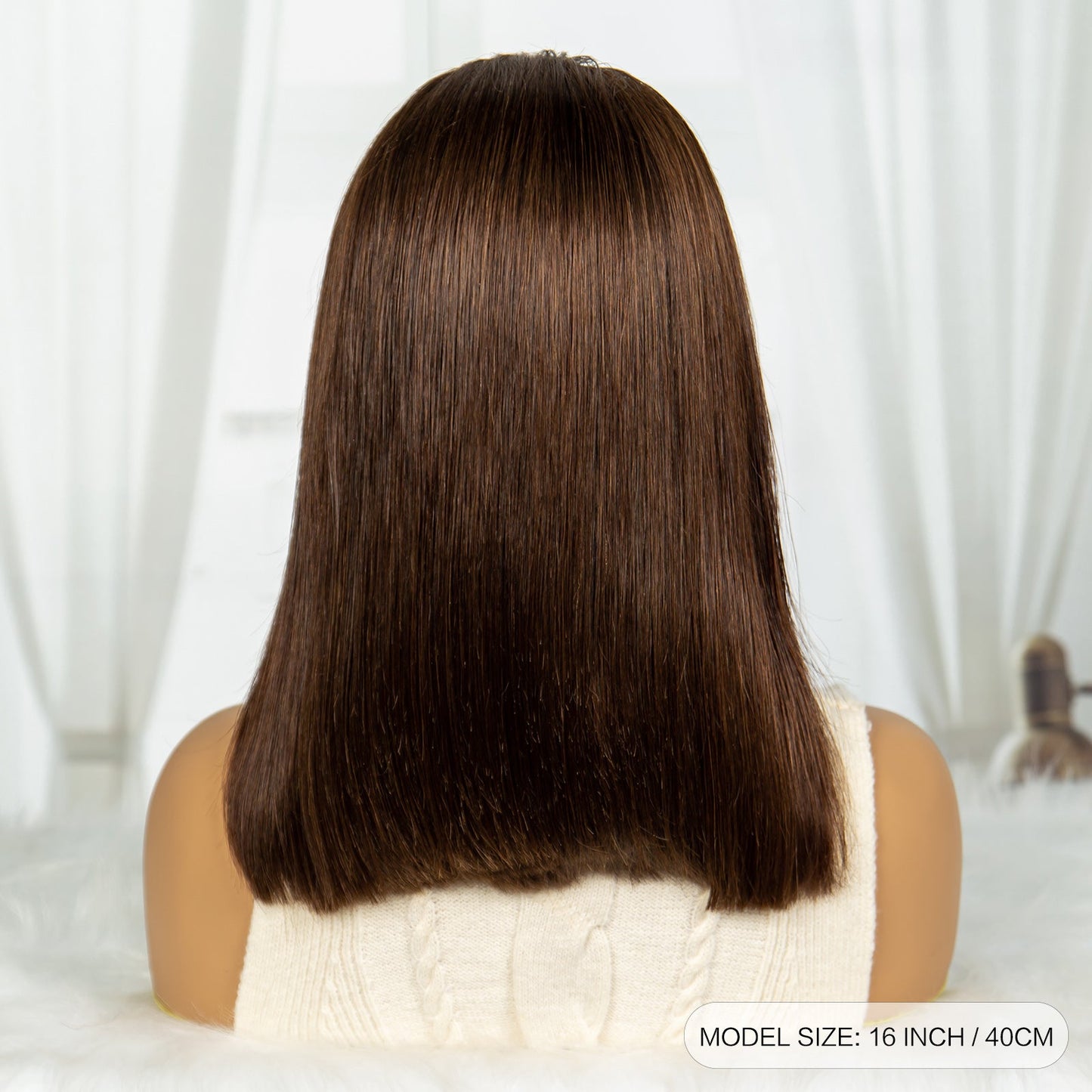 S SEDITTYHAIR 16" Human Hair Wig 13*4 Lace Front Bob Straight 200% Density