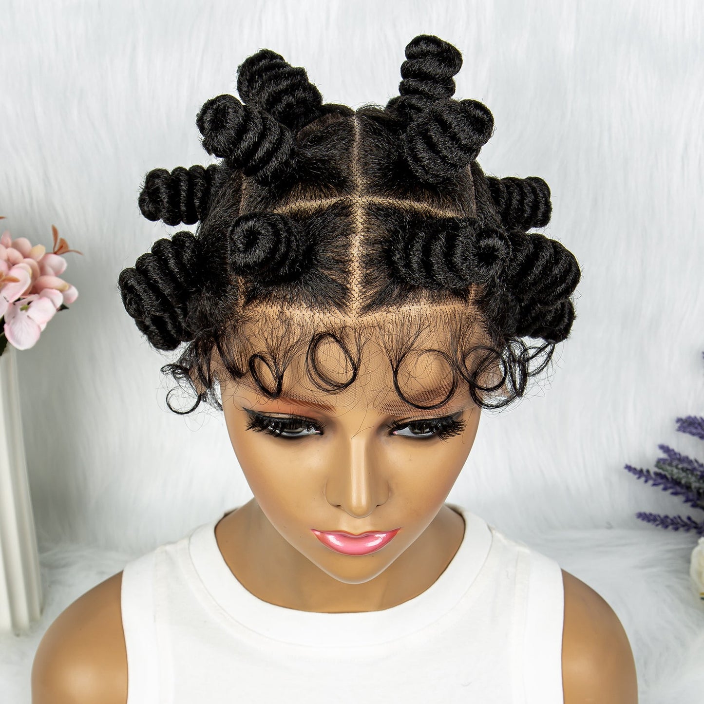 S SEDITTYHAIR Synthetic Full Lace Bantu Box Braided Wig Knotless Synthetic Braids Hair Wig