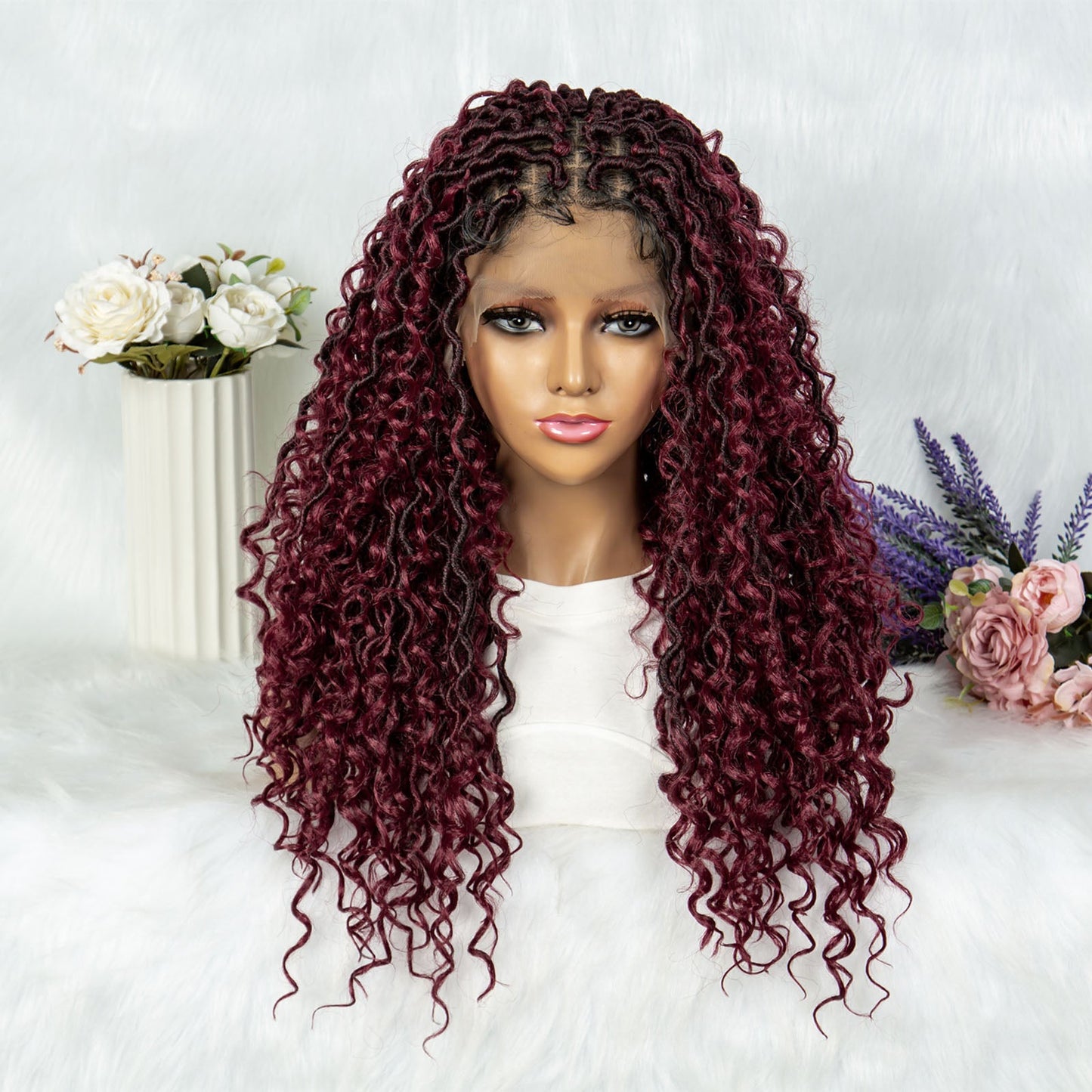 S SEDITTYHAIR Lace Front Braided Wig 9x6 Lace Knotless Synthetic Braids Hair Wig Wate Wave
