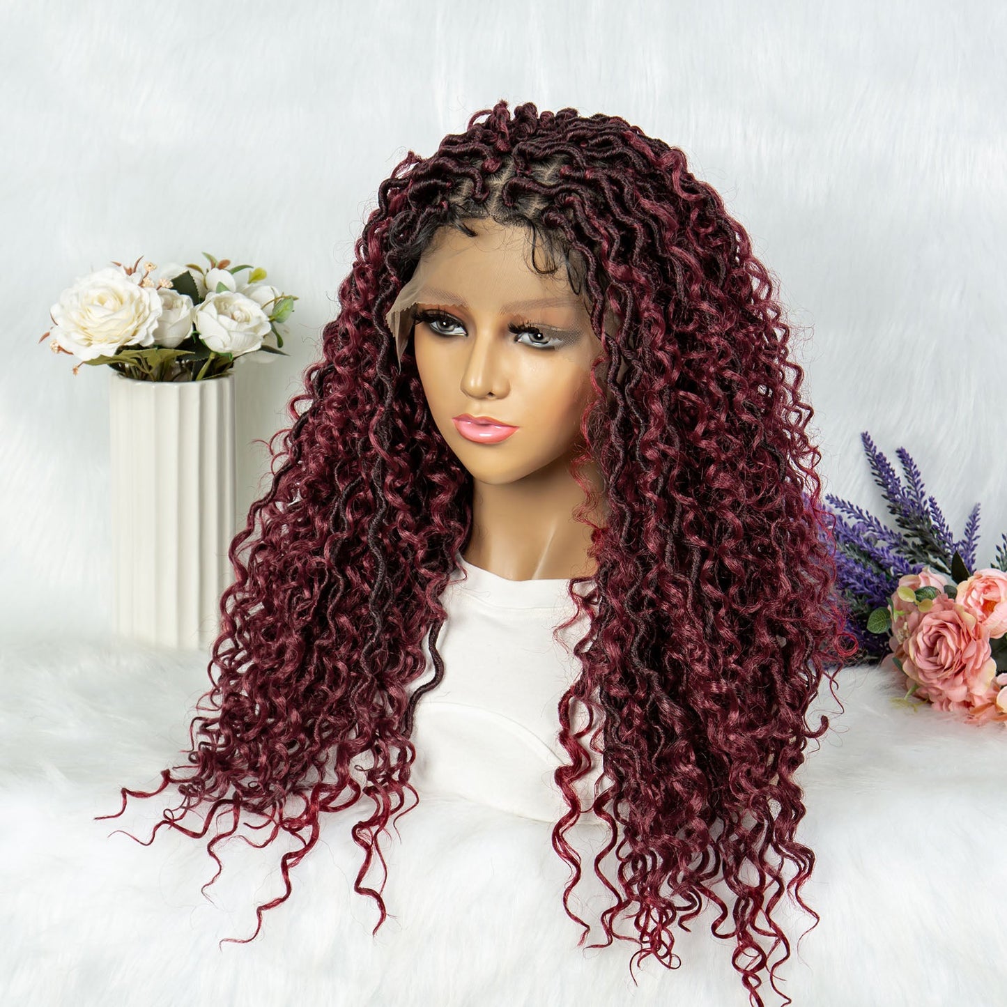 S SEDITTYHAIR Lace Front Braided Wig 9x6 Lace Knotless Synthetic Braids Hair Wig Wate Wave