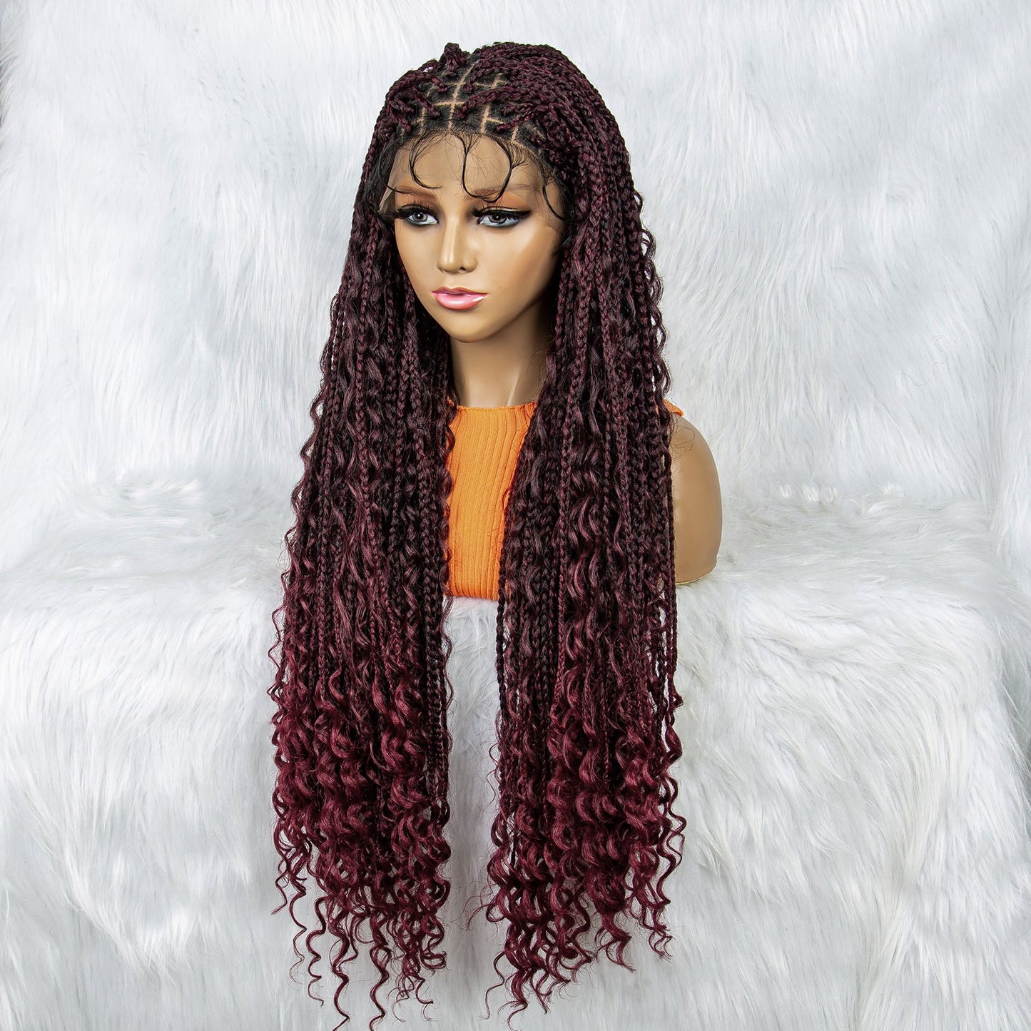 S SEDITTYHAIR 9x6 Lace Front  Boho Synthetic Bohemian Box Braided Wig for Black Women Goddess Hair 32"