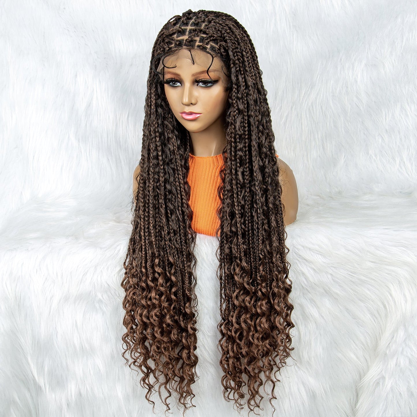 S SEDITTYHAIR Bohemian Box Boho Braided Wigs Synthetic Braided Wig 32" 9x6 Lace Front Braids Hair Wig