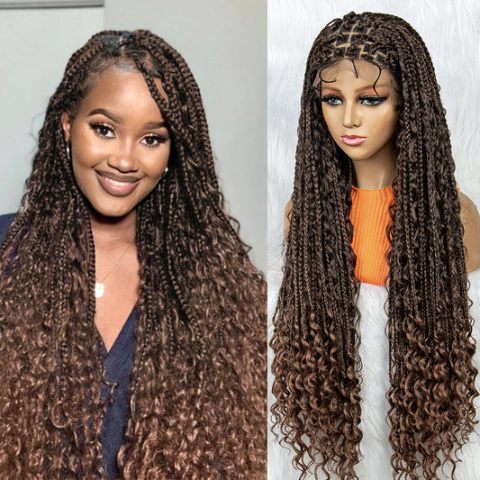 S SEDITTYHAIR Bohemian Box Boho Braided Wigs Synthetic Braided Wig 32" 9x6 Lace Front Braids Hair Wig