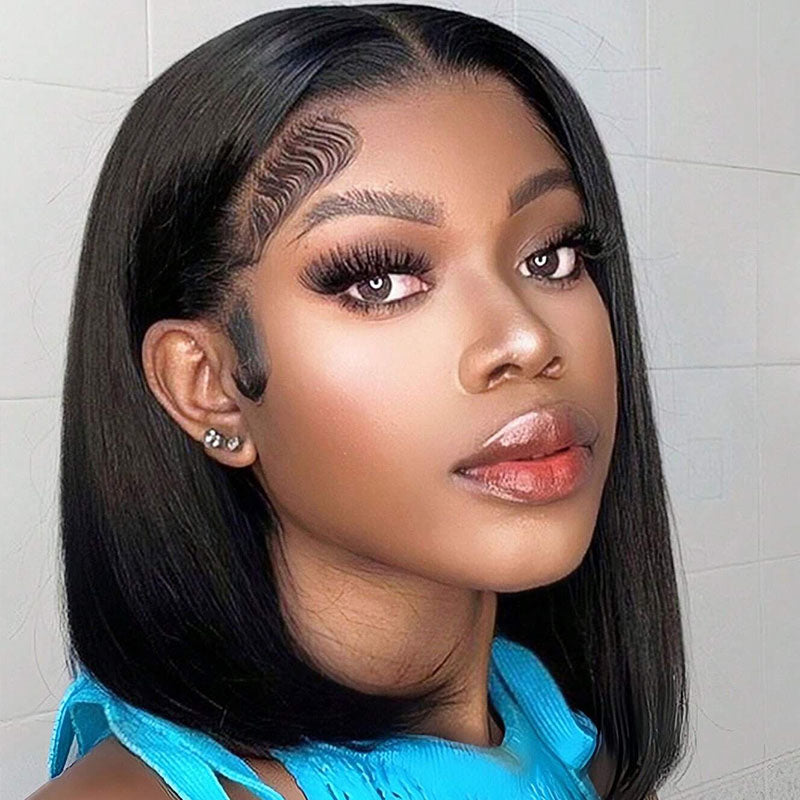 S SEDITTYHAIR Double Drawn 13x4 Lace Front Human Hair Wig Straight Bob Wig 200% Density