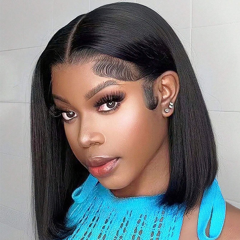 S SEDITTYHAIR Double Drawn 13x4 Lace Front Human Hair Wig Straight Bob Wig 200% Density