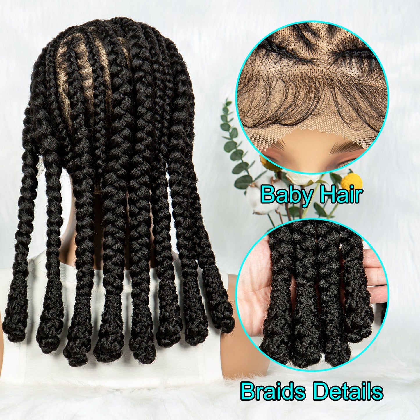 S SEDITTYHAIR Full Lace Cornrow Braided Wigs Synthetic Stitch Braids with Bantu Knots