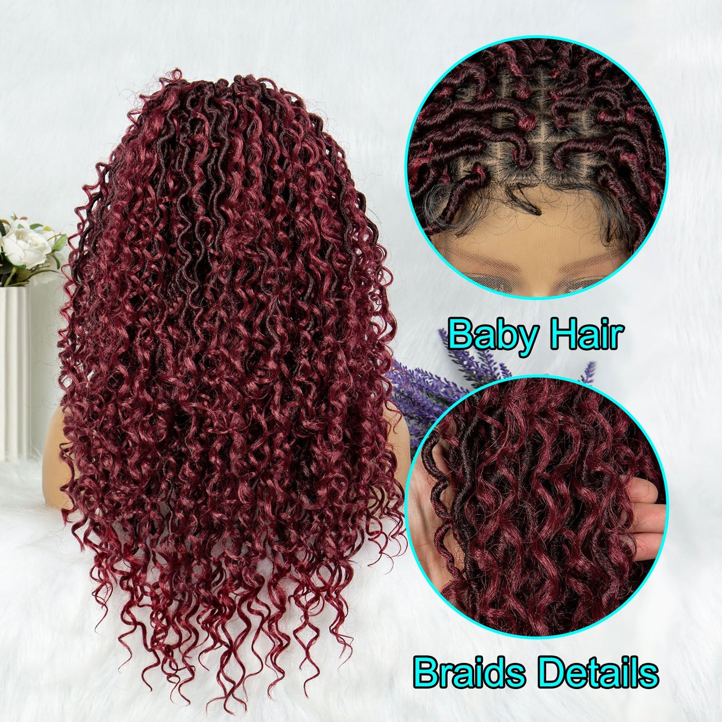 S SEDITTYHAIR Lace Front Braided Wig 9x6 Lace Knotless Synthetic Braids Hair Wig Wate Wave