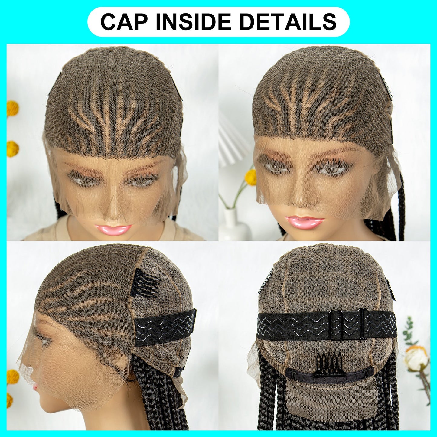 S SEDITTYHAIR Box Cornrow Braided Wig Synthetic Full Lace Hair Wig 34"
