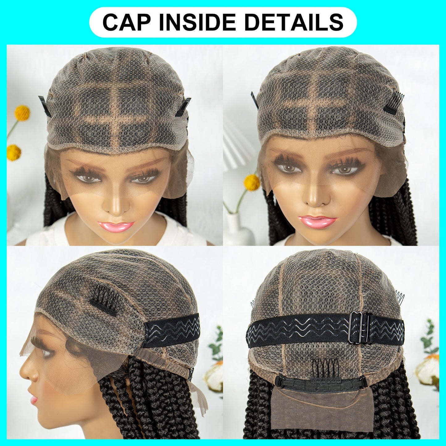 S SEDITTYHAIR Synthetic Braided Wig Full Lace Hair Box Braids 36"