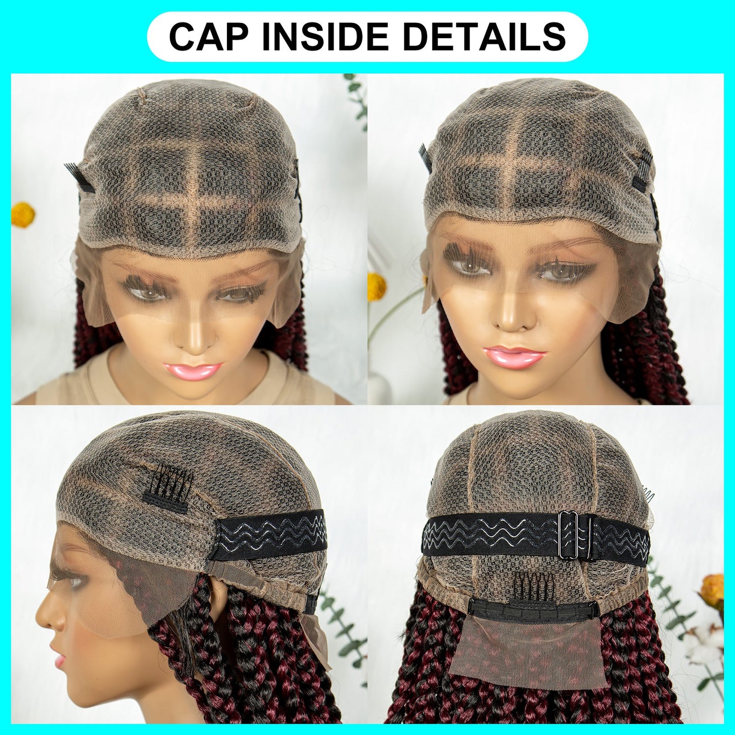 S SEDITTYHAIR Synthetic Braided Wig Full Lace Hair Box Braids 36"