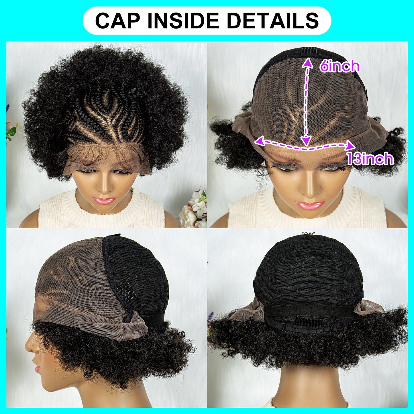 S SEDITTYHAIR Synthetic Lace Front Wig Braids Afro Hair Wig for Black Women 10 inches 13x6